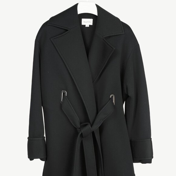 Beaufille Phoenix Black Modal-Neoprene Oversized Wrap Jacket - Picture 2 of 11